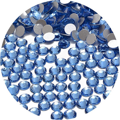 Picture of NCB 1500pcs Flatback Round Glass Nail Art Rhinestones Crystal for DIY Making Accessories Shoes, Clothes, Face Art, Bags, Manicure (Lt. Sapphire, SS20 1500pcs)