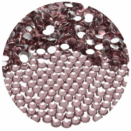 Picture of NCB 2880pcs Non Hotfix Flatback Crystals Rhinestones Round Glass Diamonds Charms Gems Stones Beads 3D for Nails Art Craft Jewels Accessories Phone Shoes Decorations (Lt. Amethyst SS16 4.0mm 2880pcs)