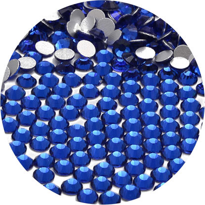 Picture of NCB 2000pcs Flatback Round Glass Nail Art Rhinestones Crystal for DIY Making Accessories Shoes, Clothes, Face Art, Bags, Manicure (Sapphire, SS12 2000pcs)