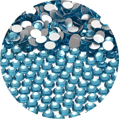 Picture of NCB 2000pcs Flatback Round Glass Nail Art Rhinestones Crystal for DIY Making Accessories Shoes, Clothes, Face Art, Bags, Manicure (Aquamarine, SS8 2000pcs)