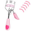 Picture of MERVK Stainless Steel Eyelash Curler with Built-in Comb Pinch Pain-Free Suitable for Any Eye Shapes and Sizes, with 5 Silicone Refill Pads (Peach Pink)