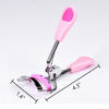 Picture of MERVK Stainless Steel Eyelash Curler with Built-in Comb Pinch Pain-Free Suitable for Any Eye Shapes and Sizes, with 5 Silicone Refill Pads (Peach Pink)