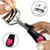 Picture of MERVK Stainless Steel Eyelash Curler with Built-in Comb Pinch Pain-Free Suitable for Any Eye Shapes and Sizes, with 5 Silicone Refill Pads (Black)