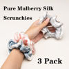 Picture of Silmer Silk Scrunchies for Hair Curly Hair 100% Mulberry 3 Pack(Pink,Silvery Grey, Haze Blue)