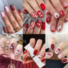 Picture of 6 Packs (144 Pcs) Christmas Press on Nails Square, Red Press on Nails Short, Medium Press on Nails, Snowflake False Nails, Glue on Nails, Red Fake Nails for Women, Stick on Nails 12 Sizes-6 styles