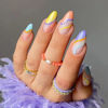Picture of 6 Packs (144 Pcs) Press on Nails Almond, French Tip Press on Nails Medium,Swirl Press on Nails,False Nails with Nail Glue on Nails, Gel Fake Nails for Women, Stick on Nails Kit 12 Sizes-6 styles