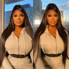 Picture of DULOVE 34 Inch Lace Front Wig Human Hair Pre Plucked with Baby Hair 13x4 Straight HD Transparent Lace Front Wigs for Women 200 Density Glueless Natural Color