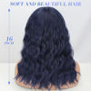 Picture of Nnzes Wig with Bangs for Women Short Bob Wavy Charming Synthetic Dark Blue Wigs with Natural Shoulder Length Curly Heat Resistant Hair for Daily Party Use