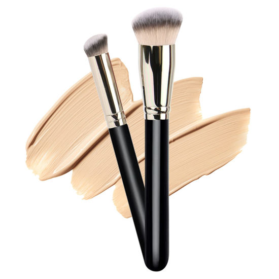 Picture of Makeup Brushes DPOLLA Pro Foundation Brush and Flawless Concealer Brush Perfect for Any Look Premium Luxe Hair Contour Brush Perfect for Blending Liquid,Buffing,Cream,Sculpting,Mineral Makeup