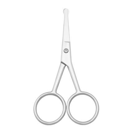 Picture of Motanar Multicolor Professional Grooming Scissors for Personal Care Facial Hair Removal and Ear Nose Eyebrow Trimming Stainless Steel Fine Straight Tip Scissors 3.9 Inch (Silver Safety Head C)