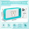 Picture of UIXIZQ Personalized Initial Letter Clear Makeup Bag,Preppy Small Nylon&PVC Cosmetic Zipper Bag with Chenille Letter,Travel Skincare Toiletry Bag,Monogram Christmas Gift for Teen Girls Women,V