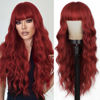 Picture of Lativ Red Wig With Bangs Long Red Wigs for Women 26 Inches Curly Wavy Hair Natural Looking Heat Resistant Fiber Wig for Girls Halloween Party Use