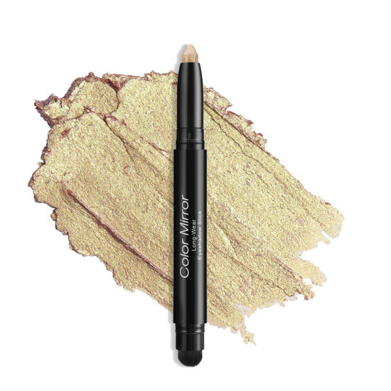 Picture of Color Mirror Longwear Cream Eye Shadow Sticks(53 Gold Metallic), Smudge-Proof, Waterproof Eyeshadow Stick,Silky Formula Glitter With Makeup Brush