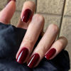Picture of Elevenail Press on Nails Glossy Dark Wine Red False Nails Medium Length Square Fake Fingersnails Daily Manicure Salon DIY Faux Ongles Solid Red Nails Art Tips Gifts for Women Girls