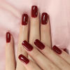 Picture of Elevenail Press on Nails Glossy Dark Wine Red False Nails Medium Length Square Fake Fingersnails Daily Manicure Salon DIY Faux Ongles Solid Red Nails Art Tips Gifts for Women Girls