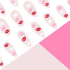 Picture of Kiss Press on Nails Medium Almond Fake Nails with Red White Pink Lips Design Valentines Glue on Nails Glossy Valentine’s Day False Nails Reusable Love Nails for Women Girls Manicure 24pcs
