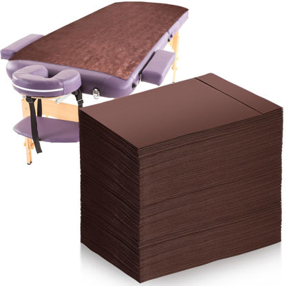 Picture of 50 Pieces 31 x 70 Inches Disposable Bed Sheets Waterproof Bed Cover Massage Table Sheet Non-woven Fabric for Spa, Beauty Salon, Hotels (Brown)
