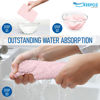 Picture of KEEPOZ Hair Towel Wrap Quick Dry 100% Cotton Super Absorbent Turban Head Wrap for Women with Button, Non Microfiber Anti Frizz Hair Cap for Curly, Long & Thick Hair (Pink+Red, 2 Pcs)