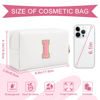 Picture of Personalized Makeup Bag Initial A-Z Preppy Patch Bag,Small PU Leather Travel Cosmetic Bag Pouch with Zipper,White Cute Toiletry Bag,Gift Ideal for Teen Girls Women Birthday Friend Mom,Letter I
