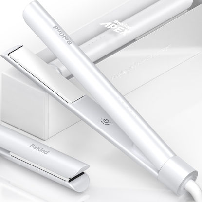 Picture of Bekind Apex 2-in-1 Hair Straightener Flat Iron | 1“ 460°F Straightener & Curler for All Hairstyles | UltraSmooth Tech | 15s Fast Heating & Temp Memory | Gift Set for Girls Women (Arctic White)