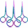 Picture of 3 Pack Nose Hair Scissors Facial Hair Scissors Small Scissors Stainless Steel Straight Tip Scissor for Eyebrows, Nose, Moustache, Beard (Rainbow Color)