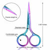 Picture of 3 Pack Nose Hair Scissors Facial Hair Scissors Small Scissors Stainless Steel Straight Tip Scissor for Eyebrows, Nose, Moustache, Beard (Rainbow Color)