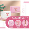 Picture of Personalized Initial A-Z Preppy Patch Makeup Bag,Small PU Leather Chenille Letter Cosmetic Bag with Zipper for Teen Girls,Pink Cute Travel Toiletry Bag,Birthday Monogrammed Gift for Daughter,Letter T
