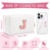 Picture of Personalized Makeup Bag Initial A-Z Preppy Patch Bag,Small PU Leather Travel Cosmetic Bag Pouch with Zipper,White Cute Toiletry Bag,Gift Ideal for Teen Girls Women Birthday Friend Mom,Letter J