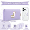 Picture of Personalized Makeup Bag Initial A-Z Preppy Patch Bag,Small PU Leather Travel Cosmetic Bag Pouch with Zipper,Purple Cute Toiletry Bag,Gift Ideal for Teen Girls Women Birthday Friend Mom,Latter J