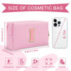 Picture of Personalized Initial A-Z Preppy Patch Makeup Bag,Small PU Leather Chenille Letter Cosmetic Bag with Zipper for Teen Girls,Pink Cute Travel Toiletry Bag,Birthday Monogrammed Gift for Daughter,Letter I
