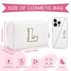 Picture of Small Personalized Initial A-Z Preppy Patch Makeup Bag,White PU Chenille Letter Travel Cosmetic Pouch with Zipper,Cute Toiletry Bag,Gift Ideal for Teen Girls Women Teacher Bridesmaid,Letter L
