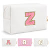 Picture of Personalized Makeup Bag Initial A-Z Preppy Patch Bag,Small PU Leather Travel Cosmetic Bag Pouch with Zipper,White Cute Toiletry Bag,Gift Ideal for Teen Girls Women Birthday Friend Mom,Letter Z