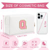 Picture of Personalized Makeup Bag Initial A-Z Preppy Patch Bag,Small PU Leather Travel Cosmetic Bag Pouch with Zipper,White Cute Toiletry Bag,Gift Ideal for Teen Girls Women Birthday Friend Mom,Letter Q