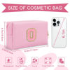 Picture of Personalized Initial A-Z Preppy Patch Makeup Bag,Small PU Leather Chenille Letter Cosmetic Bag with Zipper for Teen Girls,Pink Cute Travel Toiletry Bag,Birthday Monogrammed Gift for Daughter,Letter O