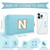 Picture of Small Personalized Initial A-Z Preppy Patch Makeup Bag,PU Chenille Letter Travel Cosmetic Pouch with Zipper,Blue Cute Toiletry Bag,Gift Ideal for Teen Girls Women Teacher Bridesmaid,Letter N