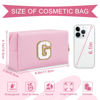 Picture of Personalized Initial A-Z Preppy Patch Makeup Bag,Small PU Chenille Letter Cosmetic Bag with Zipper for Teen Girls,Pink Cute Toiletry Organizer Bag,Monogram Makeup Case Gift for Women Girls,Letter G