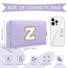 Picture of Personalized Makeup Bag Initial A-Z Preppy Patch Bag,Small PU Leather Travel Cosmetic Bag Pouch with Zipper,Purple Cute Toiletry Bag,Gift Ideal for Teen Girls Women Birthday Friend Mom,Latter Z