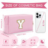 Picture of Personalized Initial A-Z Preppy Patch Makeup Bag,Small PU Chenille Letter Cosmetic Bag with Zipper for Teen Girls,Pink Cute Toiletry Organizer Bag,Monogram Makeup Case Gift for Women Girls,Letter Y