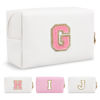 Picture of Personalized Makeup Bag Initial A-Z Preppy Patch Bag,Small PU Leather Travel Cosmetic Bag Pouch with Zipper,White Cute Toiletry Bag,Gift Ideal for Teen Girls Women Birthday Friend Mom,Letter G