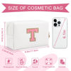 Picture of Personalized Makeup Bag Initial A-Z Preppy Patch Bag,Small PU Leather Travel Cosmetic Bag Pouch with Zipper,White Cute Toiletry Bag,Gift Ideal for Teen Girls Women Birthday Friend Mom,Letter T