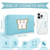 Picture of Small Personalized Initial A-Z Preppy Patch Makeup Bag,PU Chenille Letter Travel Cosmetic Pouch with Zipper,Blue Cute Toiletry Bag,Gift Ideal for Teen Girls Women Teacher Bridesmaid,Letter W