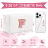 Picture of Personalized Makeup Bag Initial A-Z Preppy Patch Bag,Small PU Leather Travel Cosmetic Bag Pouch with Zipper,White Cute Toiletry Bag,Gift Ideal for Teen Girls Women Birthday Friend Mom,Letter F
