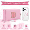 Picture of Personalized Initial A-Z Preppy Patch Makeup Bag,Small PU Leather Chenille Letter Cosmetic Bag with Zipper for Teen Girls,Pink Cute Travel Toiletry Bag,Birthday Monogrammed Gift for Daughter,Letter B