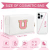 Picture of Personalized Makeup Bag Initial A-Z Preppy Patch Bag,Small PU Leather Travel Cosmetic Bag Pouch with Zipper,White Cute Toiletry Bag,Gift Ideal for Teen Girls Women Birthday Friend Mom,Letter U