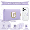Picture of Personalized Makeup Bag Initial A-Z Preppy Patch Bag,Small PU Leather Travel Cosmetic Bag Pouch with Zipper,Purple Cute Toiletry Bag,Gift Ideal for Teen Girls Women Birthday Friend Mom,Latter G