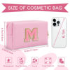 Picture of Personalized Initial A-Z Preppy Patch Makeup Bag,Small PU Leather Chenille Letter Cosmetic Bag with Zipper for Teen Girls,Pink Cute Travel Toiletry Bag,Birthday Monogrammed Gift for Daughter,Letter M