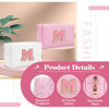 Picture of Personalized Initial A-Z Preppy Patch Makeup Bag,Small PU Leather Chenille Letter Cosmetic Bag with Zipper for Teen Girls,Pink Cute Travel Toiletry Bag,Birthday Monogrammed Gift for Daughter,Letter M