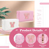 Picture of Personalized Initial A-Z Preppy Patch Makeup Bag,Small PU Leather Chenille Letter Cosmetic Bag with Zipper for Teen Girls,Pink Cute Travel Toiletry Bag,Birthday Monogrammed Gift for Daughter,Letter V