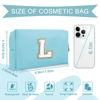 Picture of Small Personalized Initial A-Z Preppy Patch Makeup Bag,PU Chenille Letter Travel Cosmetic Pouch with Zipper,Blue Cute Toiletry Bag,Gift Ideal for Teen Girls Women Teacher Bridesmaid,Letter L