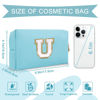 Picture of Small Personalized Initial A-Z Preppy Patch Makeup Bag,PU Chenille Letter Travel Cosmetic Pouch with Zipper,Blue Cute Toiletry Bag,Gift Ideal for Teen Girls Women Teacher Bridesmaid,Letter U